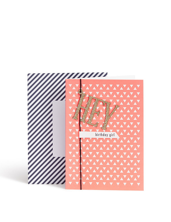 Designer Collection Coral & Glitter Birthday Card Image 1 of 2