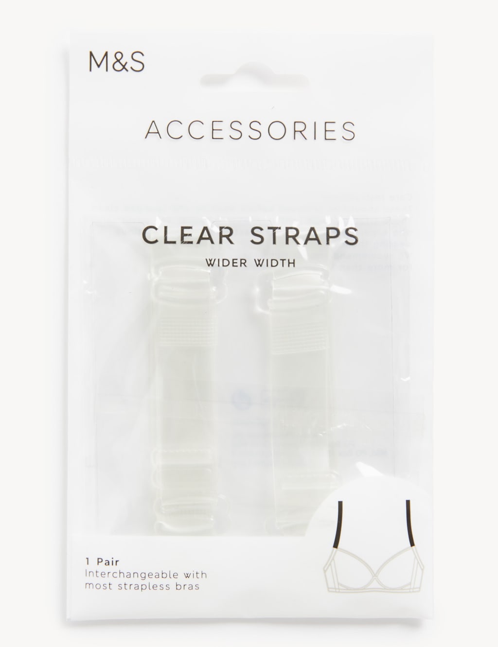 Detachable Clear Bra Straps Wider Width M&S Collection M&S