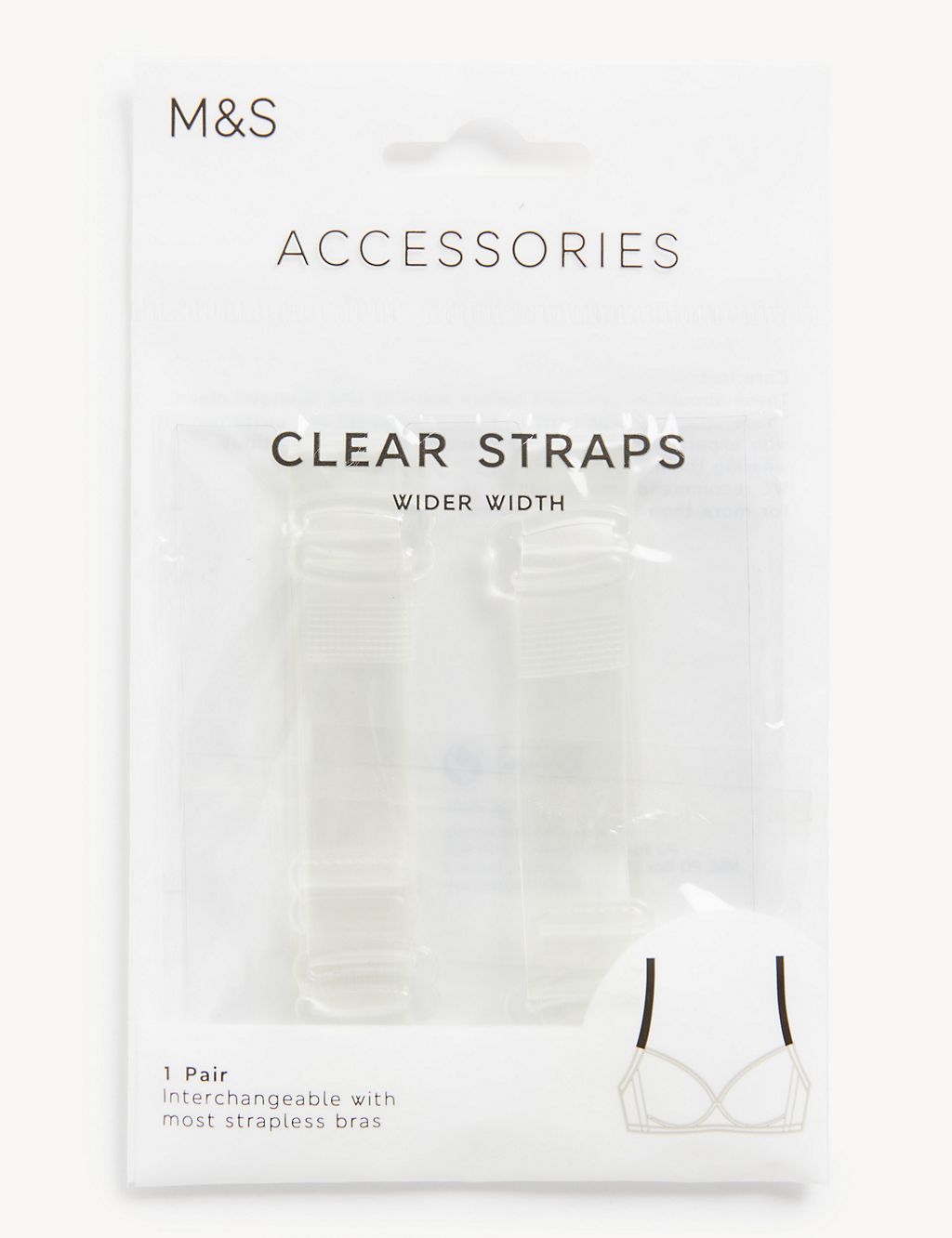 Detachable Clear Bra Straps - Wider Width 1 of 4