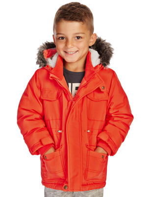 Detachable Faux Fur Hooded & Padded Jacket with Stormwear™ (1-7 Years) Image 1 of 5