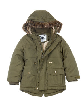 Detachable Faux Fur Hooded & Padded Jacket with Stormwear™ (1-7 Years) Image 2 of 5