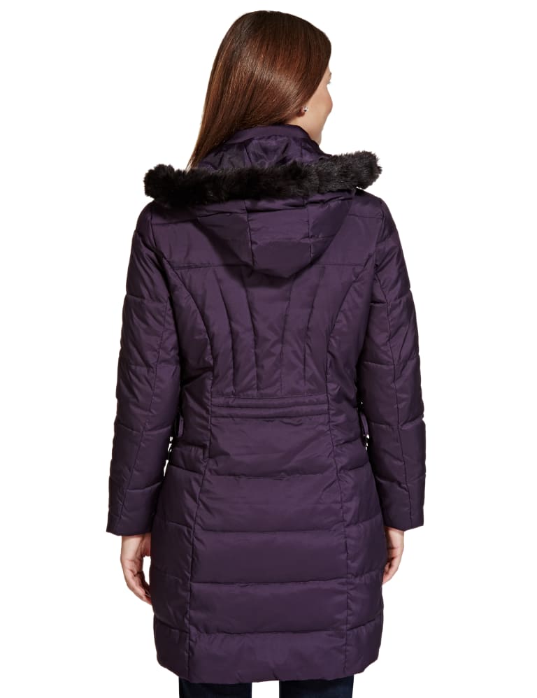 Detachable Faux Fur Trim Padded Coat with Stormwear