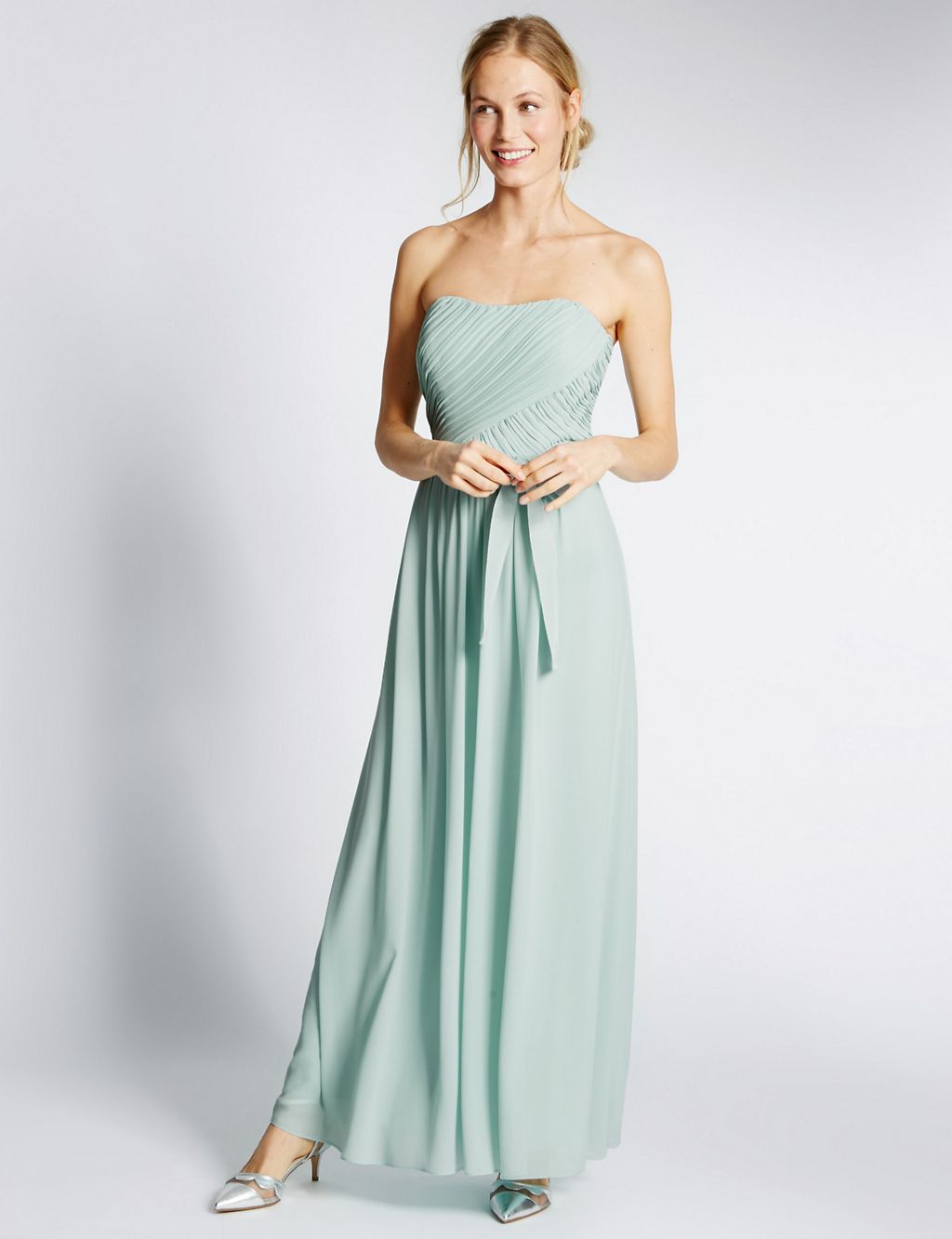 Detachable Straps Pleated Maxi Dress 3 of 5