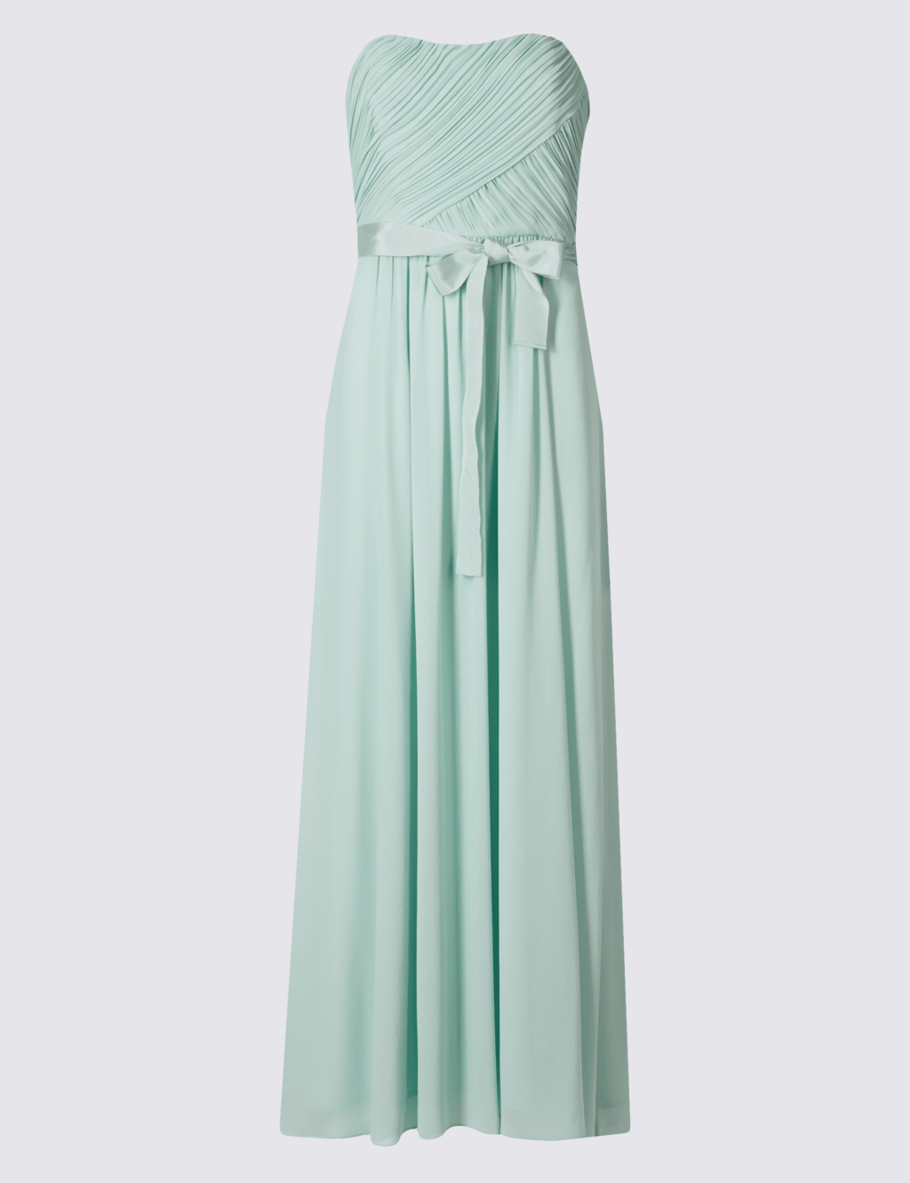 Pleated Strapless Maxi Dress with Detachable Strap