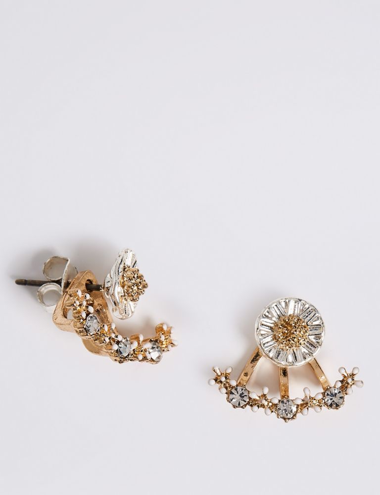 Diamanté Floral Stud Earrings 1 of 2