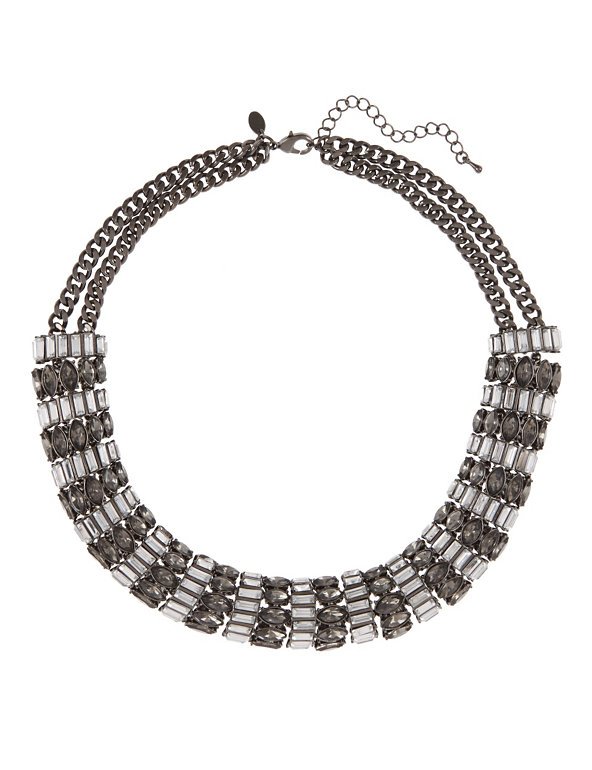 Diamanté & Baguette Stone Collar Necklace Image 1 of 1