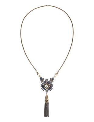 Diamanté & Jewel Statement Tassel Necklace Image 1 of 1