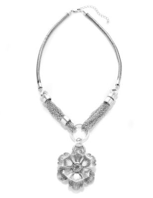 Diamanté Chain Floral Pendant Necklace Image 1 of 1
