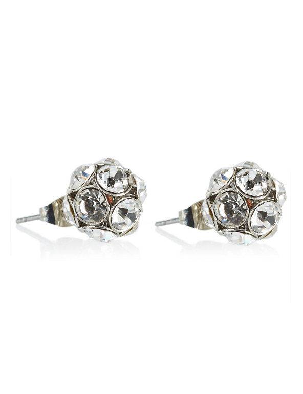 Diamanté Facet Ball Stud Earrings Image 1 of 1
