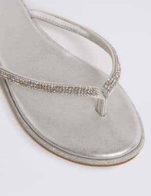 silver flip flops amazon