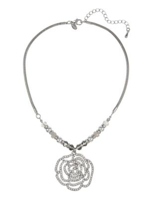 Diamanté Floral Pendant Necklace Image 1 of 1