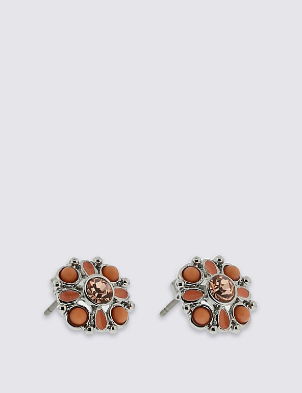 Diamanté Floral Stud Earrings Image 1 of 1