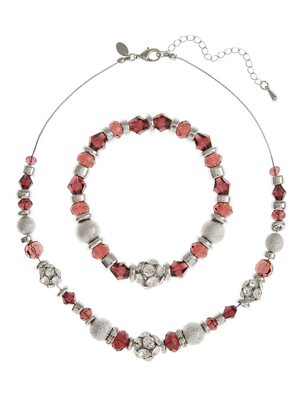 Diamanté Snowball Glitz Necklace & Bracelet Set Image 1 of 1