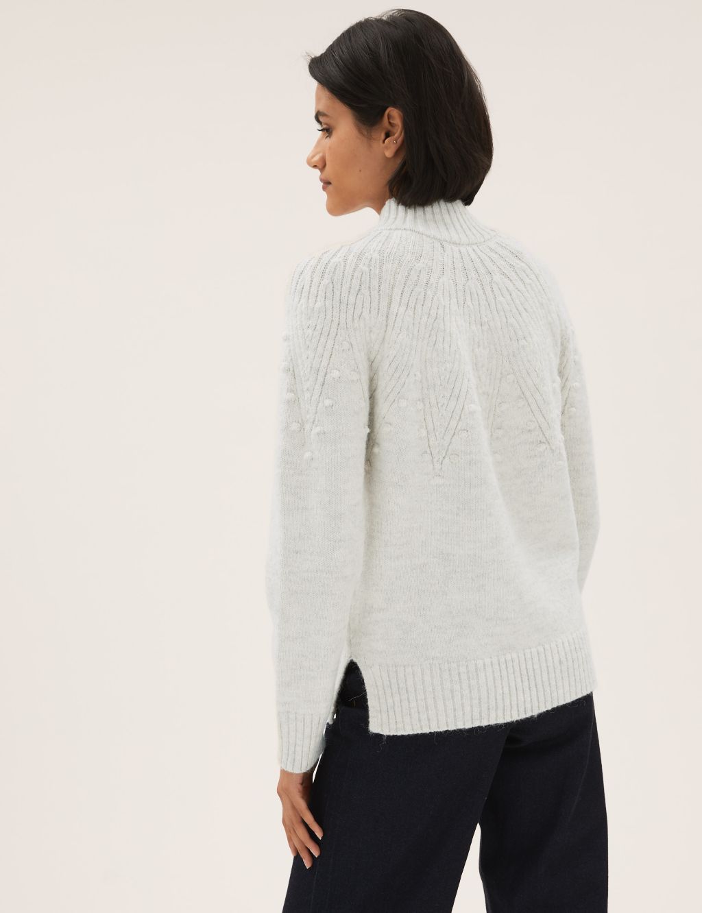 Diamond Bobble Funnel Neck Relaxed Jumper | M&S Collection | M&S