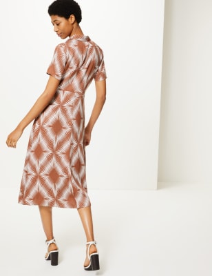 Diamond Print Shirt Midi Dress, M&S Collection