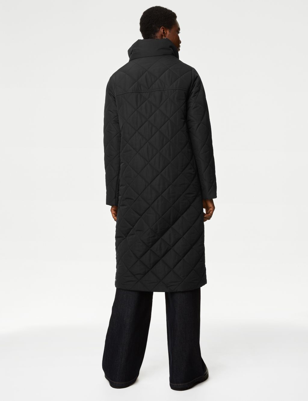 Diamond Quilted Funnel Neck Longline Coat | M&S Collection | M&S