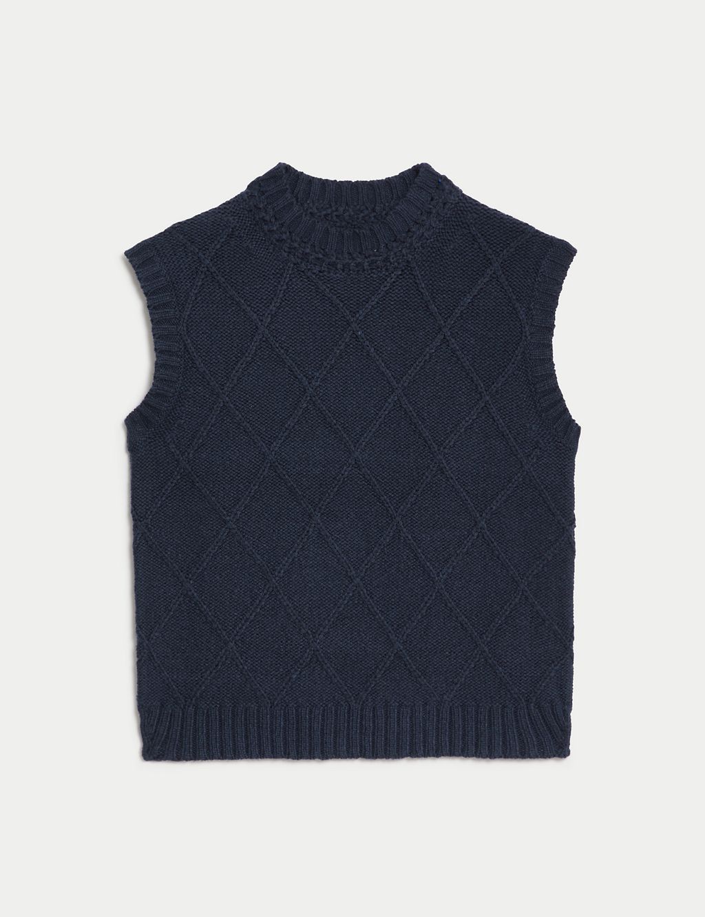 Diamond Stitch Knitted Vest with Wool | Per Una | M&S