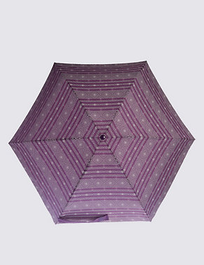 Diamond Stripe Compact Umbrella with Stormwear™ Image 2 of 3