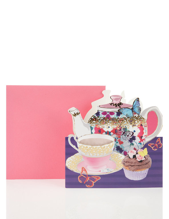 Die-Cut Teapot Birthday Greetings Card Image 1 of 2