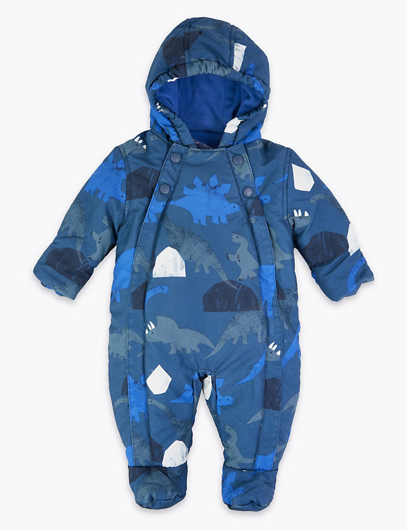 "Dinosaur" Baby Boys Winter Snow Suit Pramsuit blue 0-3 months. 