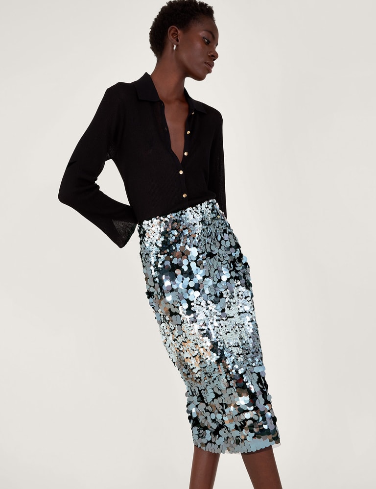 Sequin pencil shop long skirt