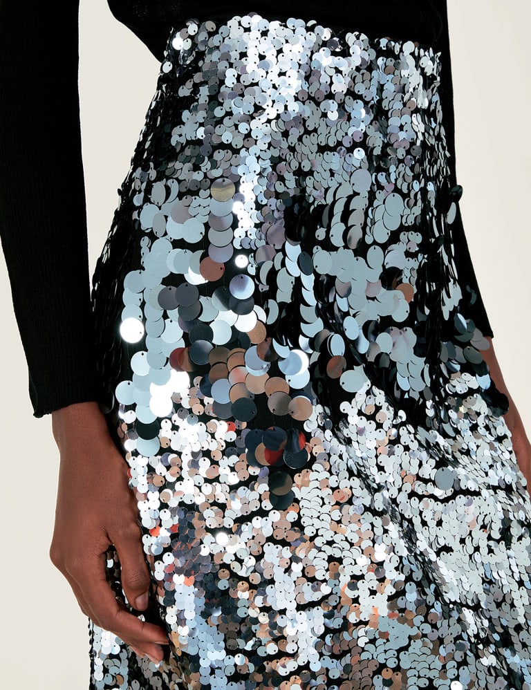 Disc sequin 2025 midi skirt