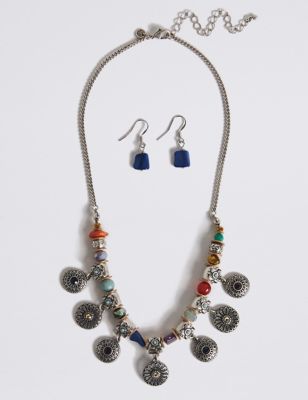 Disk Drop Necklace & Earrings Set Image 1 of 2