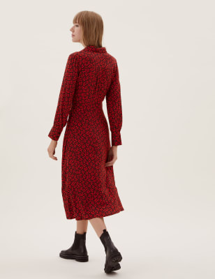 Ditsy Floral Belted Midi Shirt Dress, M&S Collection