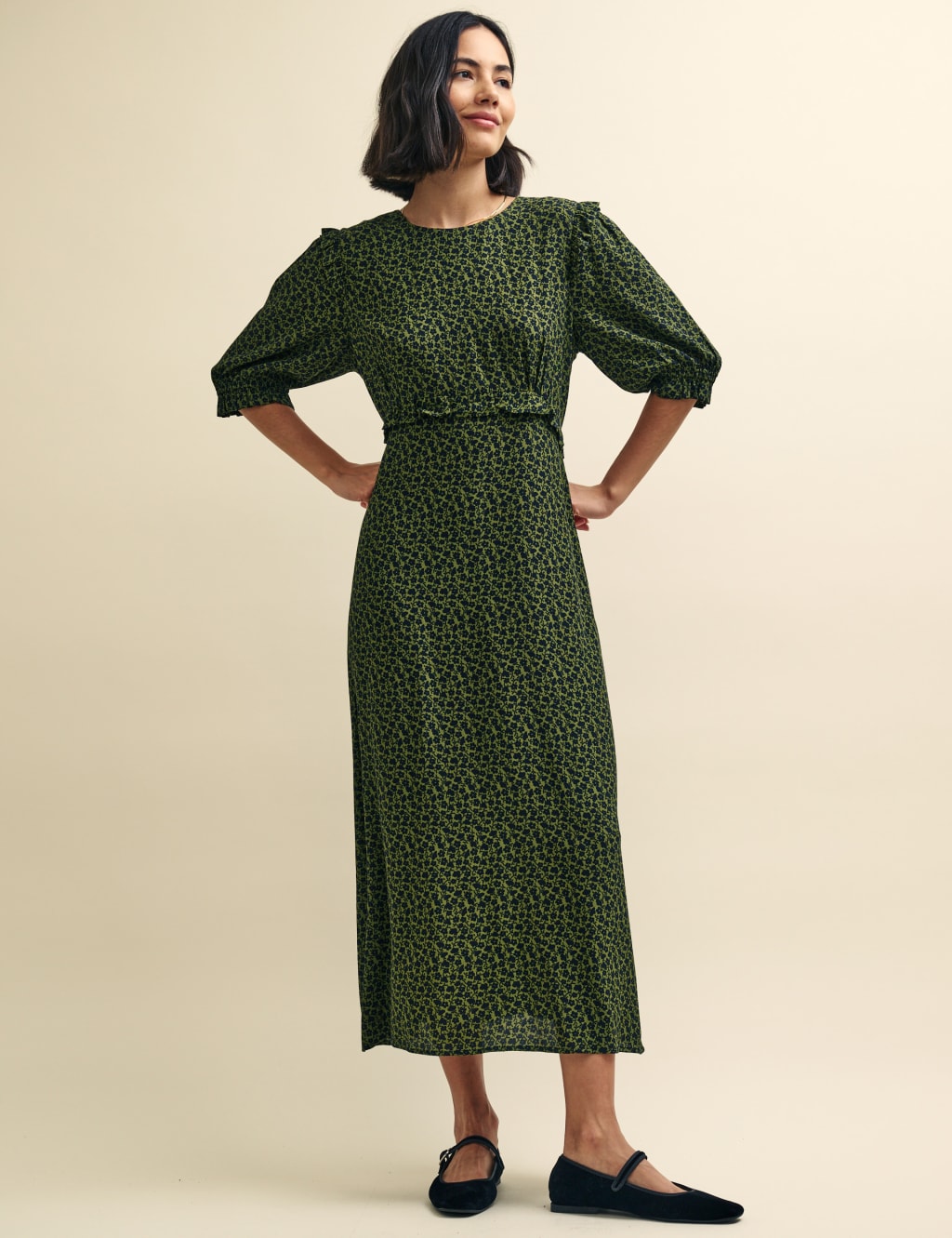 Ditsy Floral Crew Neck Midi Tea Dress 3 of 3