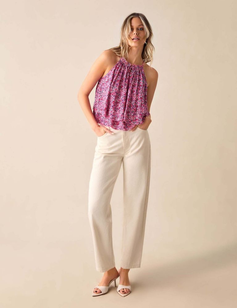 Ditsy Floral Halter Neck Relaxed Top 1 of 3