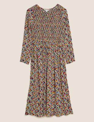 Ditsy Floral Midaxi Smock Dress Image 2 of 7