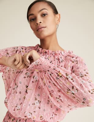 m and s pink floral dress