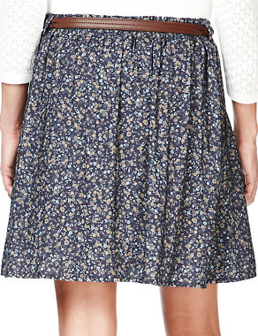 Ditsy Floral Mini Skirt with Belt Image 2 of 5