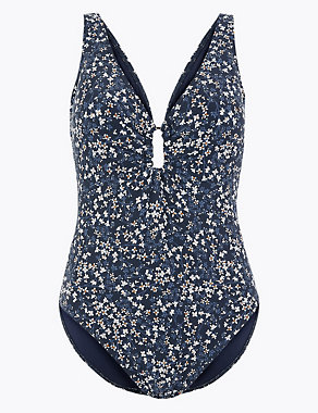 Ditsy Floral Plunge Swimsuit Image 2 of 4
