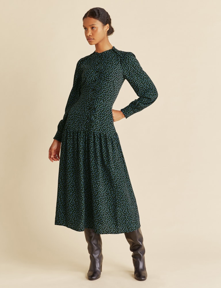 Ditsy Floral Ruffle Midaxi Drop Waist Dress | Albaray | Mu0026S