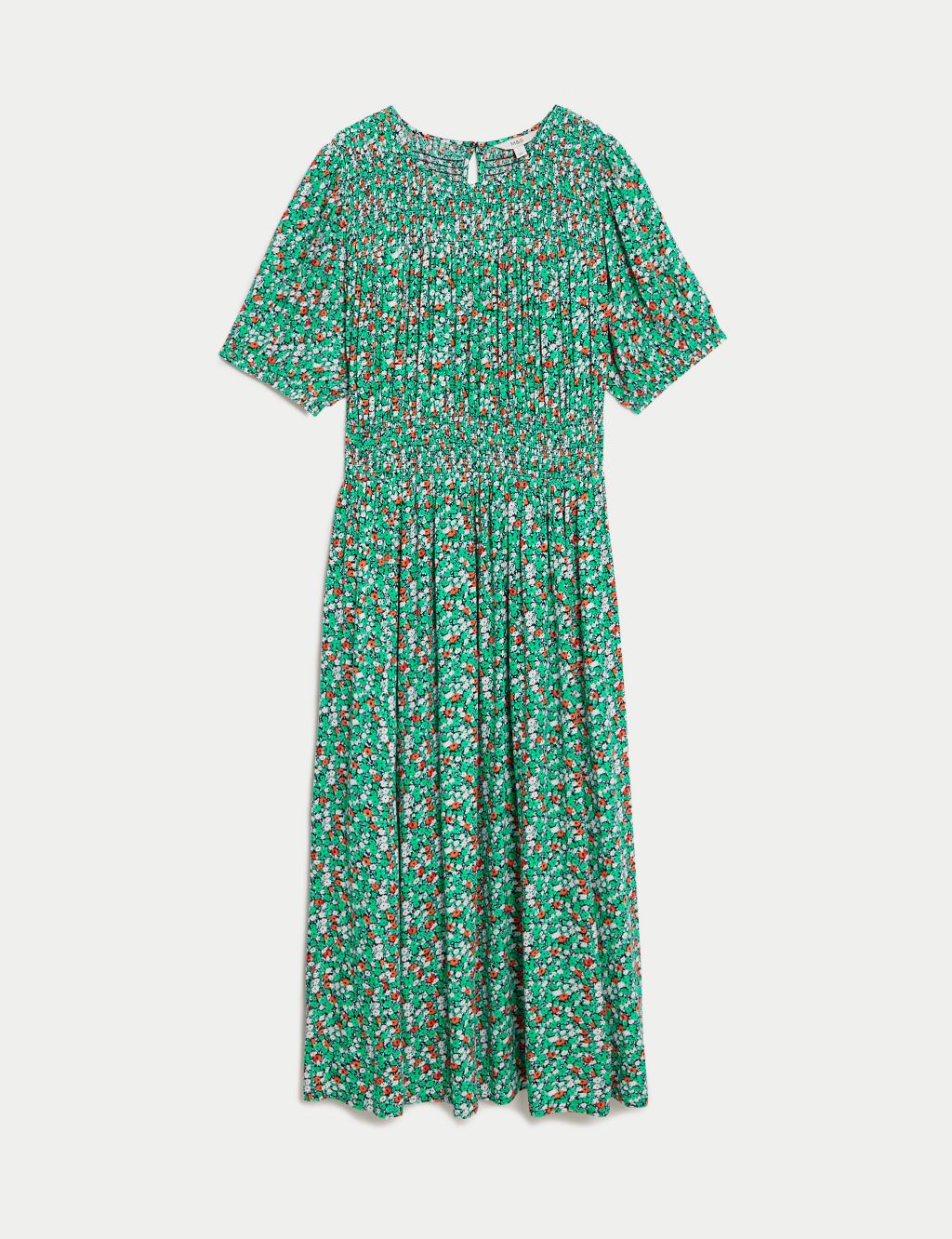 Ditsy Floral Shirred Midi Waisted Dress 1 of 4