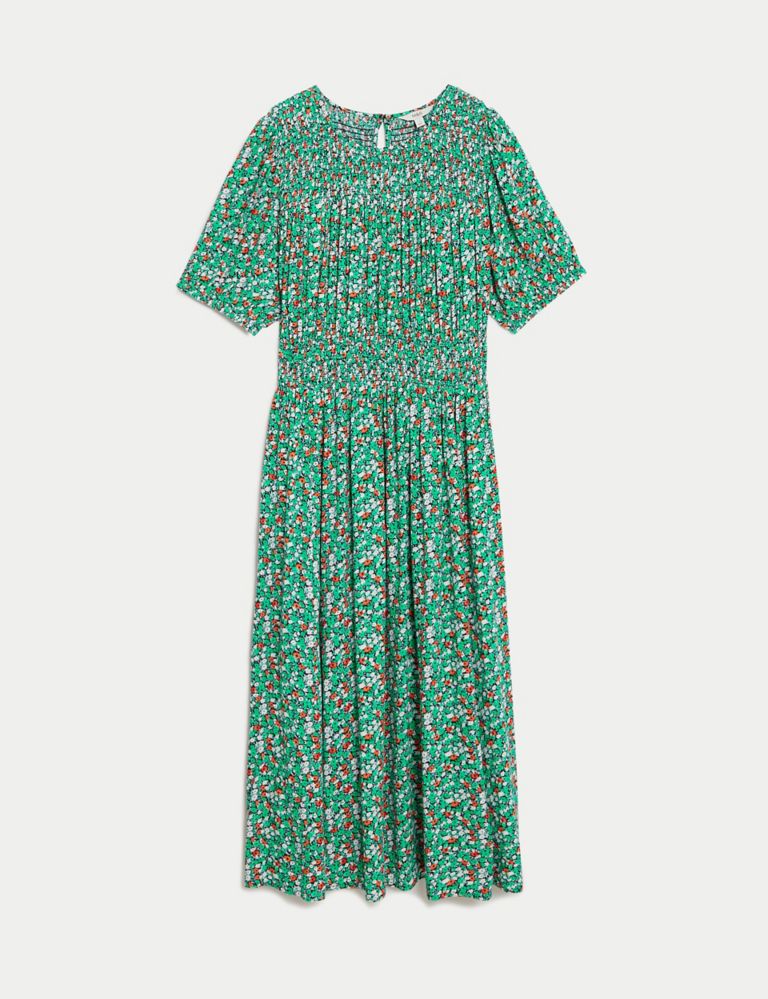 Ditsy Floral Shirred Midi Waisted Dress 2 of 4