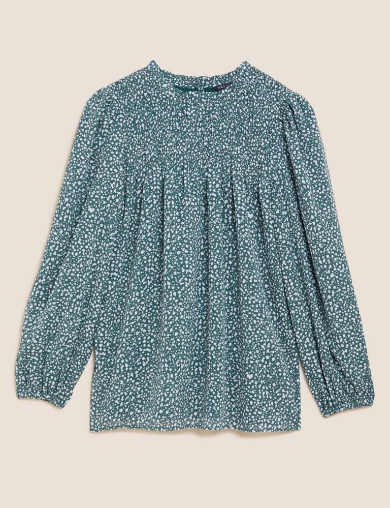 Ditsy Floral Smocked Long Sleeve Blouse 2 of 6