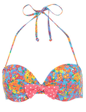 Ditsy Floral Underwired Bandeau Bikini Top Image 2 of 6