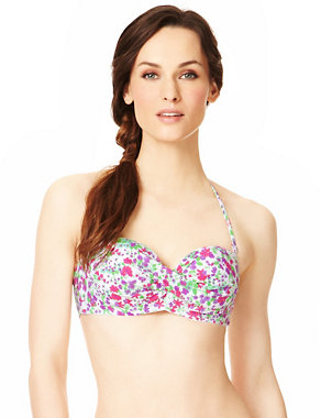 Ditsy Floral Underwired Twisted Bandeau Bikini Top Image 2 of 4