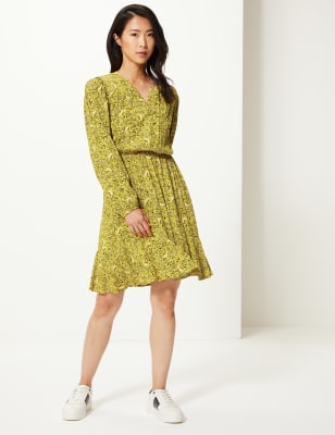 Ditsy Floral Waisted Mini Dress, M&S Collection