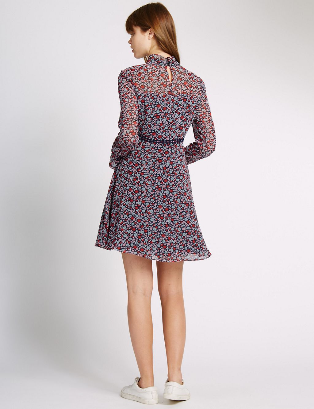Ditsy Print Long Sleeve Fit & Flare Dress 2 of 4
