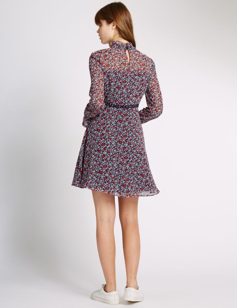 Ditsy Print Long Sleeve Fit & Flare Dress 3 of 4