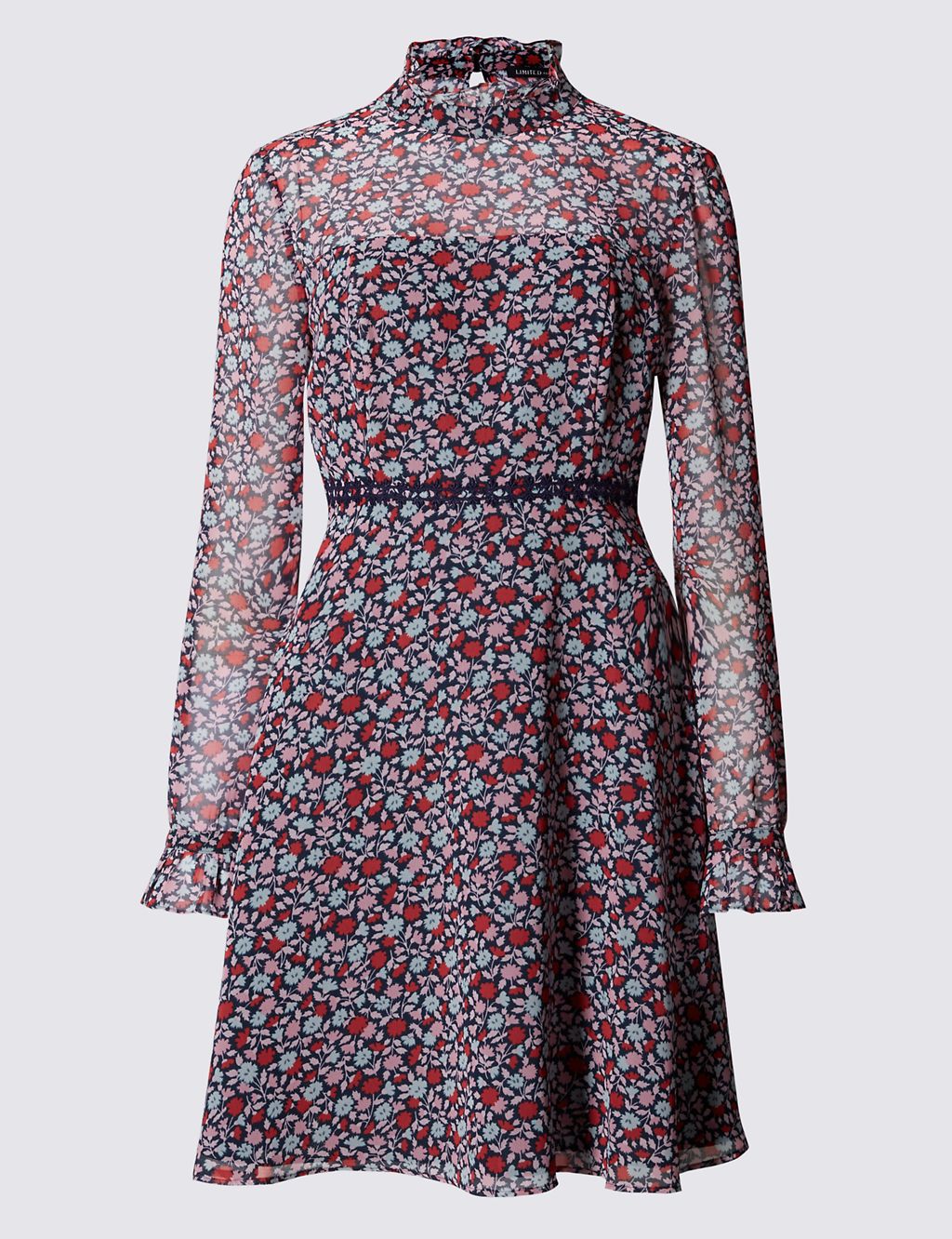 Ditsy Print Long Sleeve Fit & Flare Dress 1 of 4