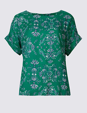 Ditsy Print Short Sleeve Shell Top Image 2 of 4