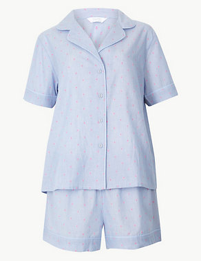 Dobby Revere Collar Short Pyjama Set Image 2 of 4