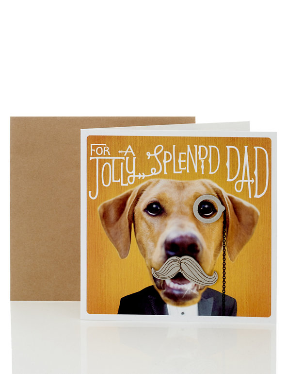 Dog with Monocle Dad Birthday Card Image 1 of 2