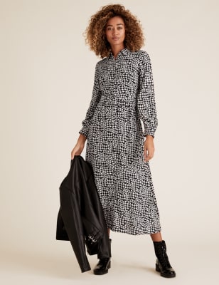 Dogtooth Belted Midaxi Shirt Dress, M&S Collection