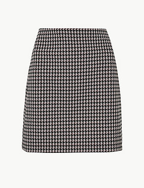 Dogtooth Checked Jersey A-Line Skirt Image 2 of 4