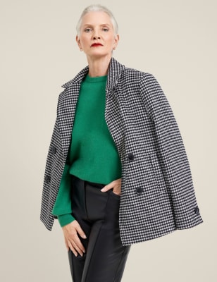 black dogtooth belted light jacket